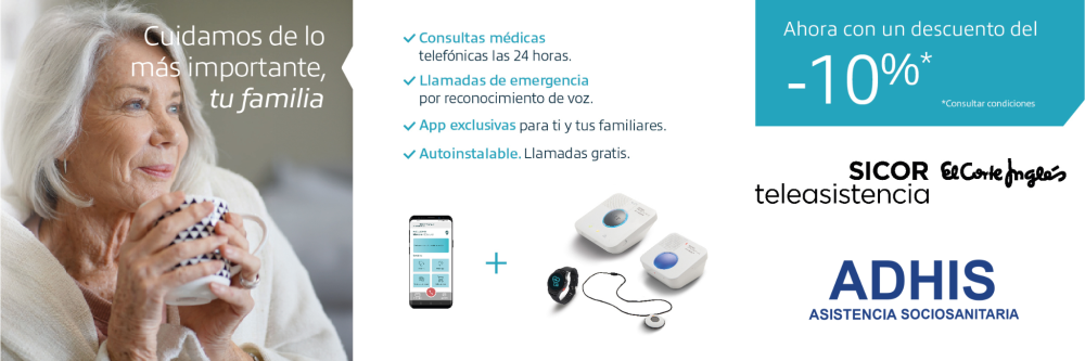 Información sobre el servicio sociosanitario de teleasistencia. Incluye: consultas médicas, llamadas de emergencia, app exclusiva y autoinstalación. Ahora con un 10% de descuento. 